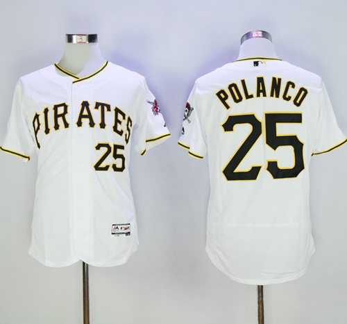 Pirates #25 Gregory Polanco White Flexbase Authentic Collection Stitched MLB Jersey - Click Image to Close